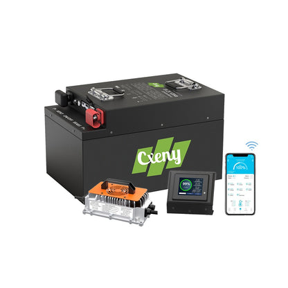 Cxeny 48V 120AH Lithium Golf Cart Battery With 18A Charger and Touch Monitor