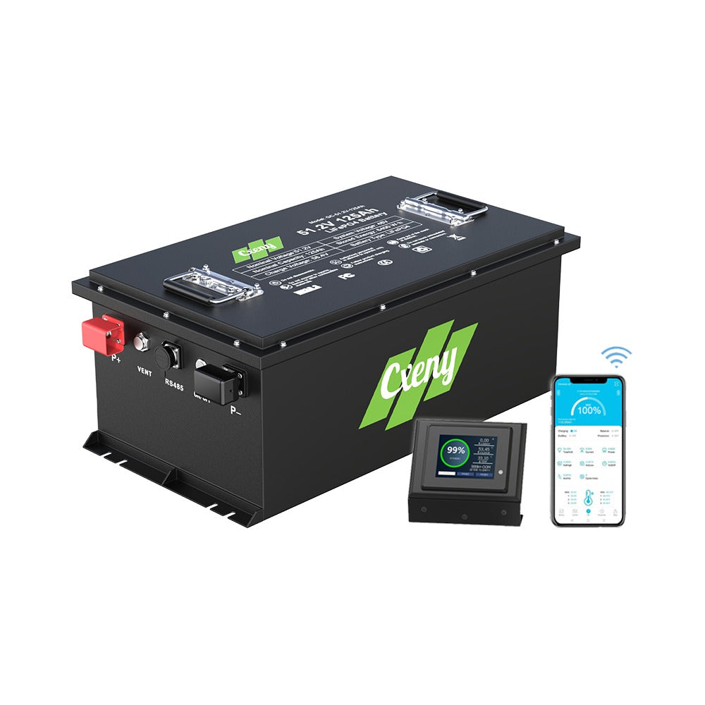 Cxeny 48V 125AH Lithium Golf Cart Battery Bluetooth 200A BMS With Touch Display
