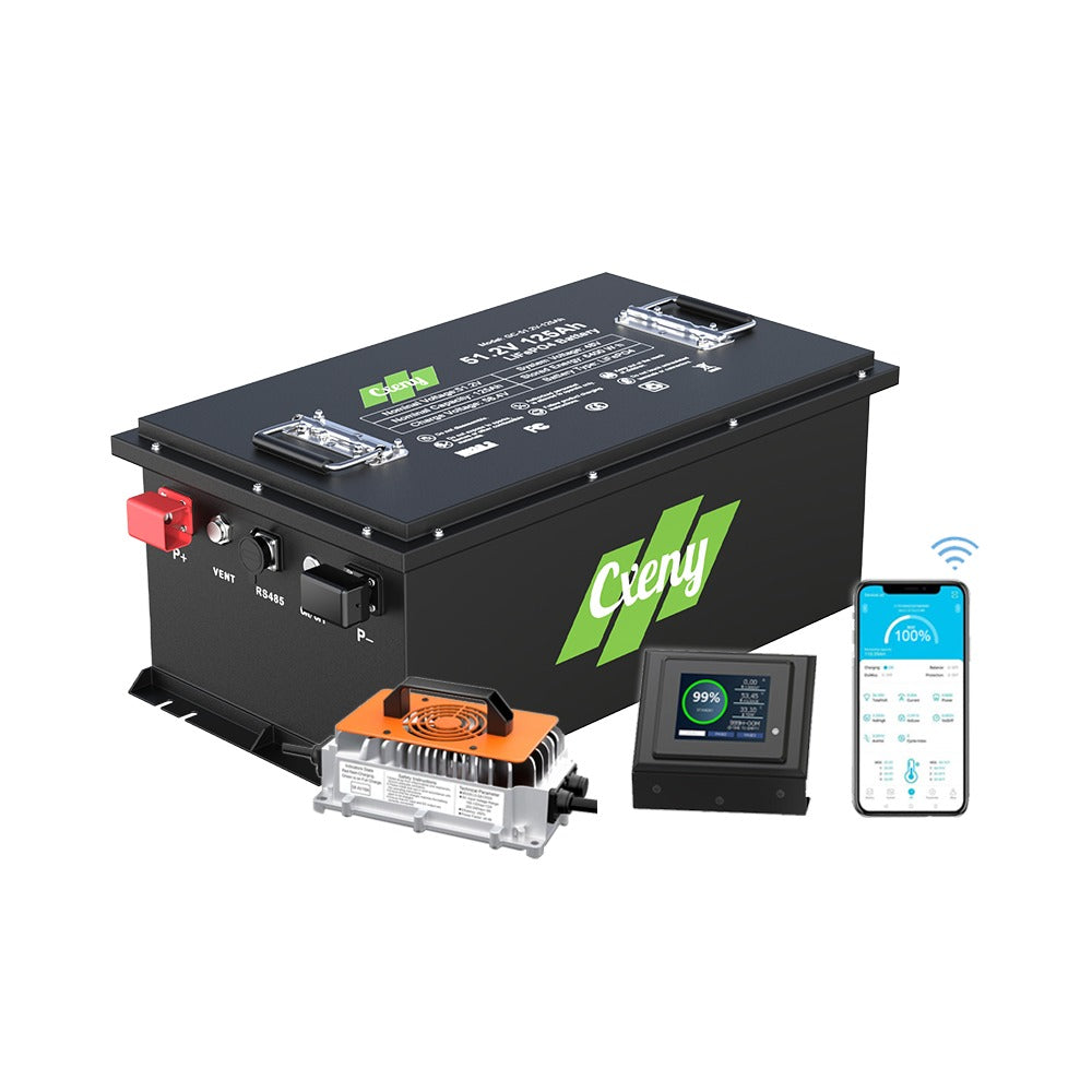 Cxeny 48V 125AH Lithium Golf Cart Battery 200A BMS Bluetooth With 18A Charger