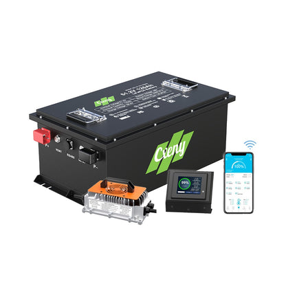 Cxeny 48V 125AH Lithium Golf Cart Battery 200A BMS Bluetooth With 18A Charger