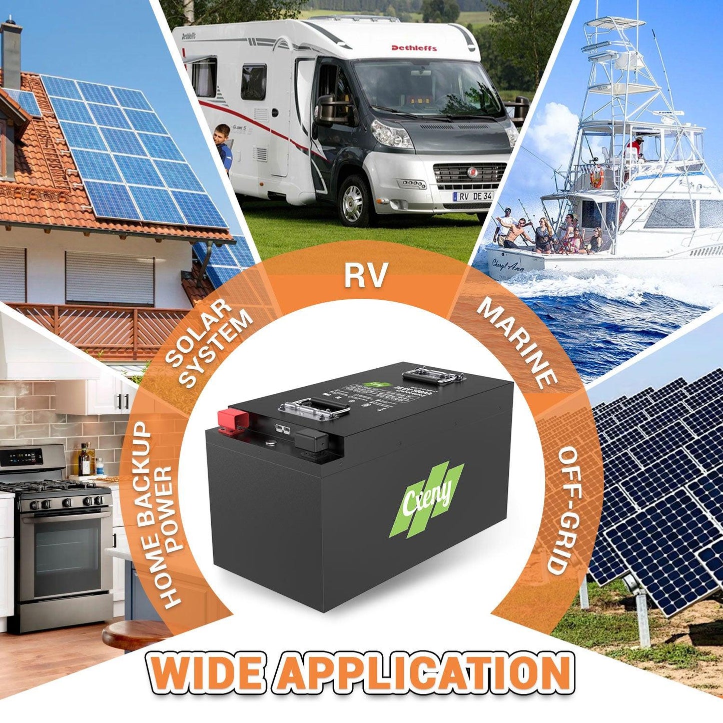 Cxeny 24V 300AH LiFePO4 Battery 8000+ Cycles Built-in Bluetooth 200A BMS