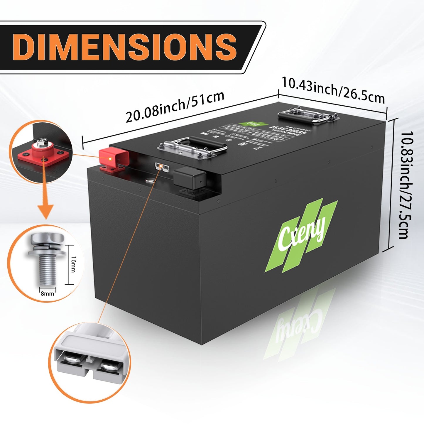Cxeny 24V 300AH LiFePO4 Battery 8000+ Cycles Built-in Bluetooth 200A BMS